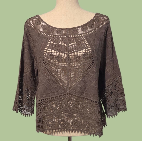 Ultra Pink NWOT Olive Embroidered Cotton Lace  Top - Picture 1 of 8